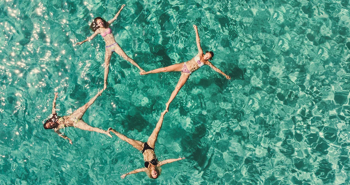 Family in a pool