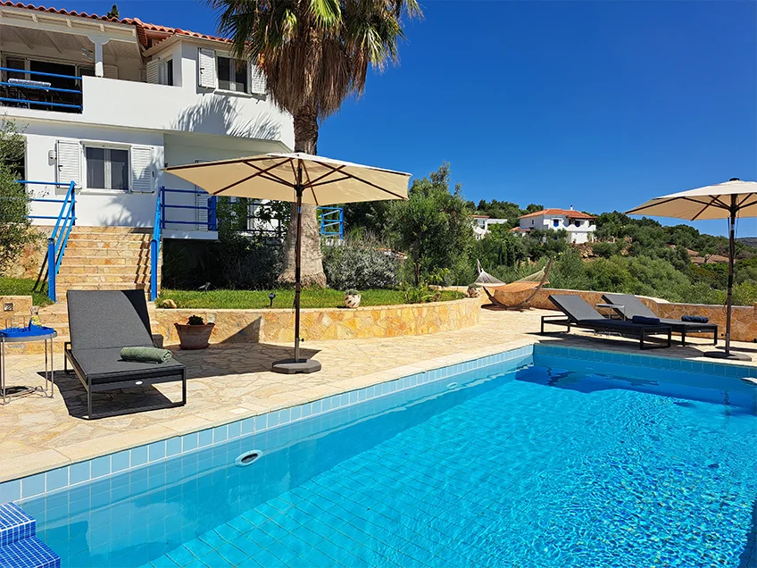 Garden with terrace and pool